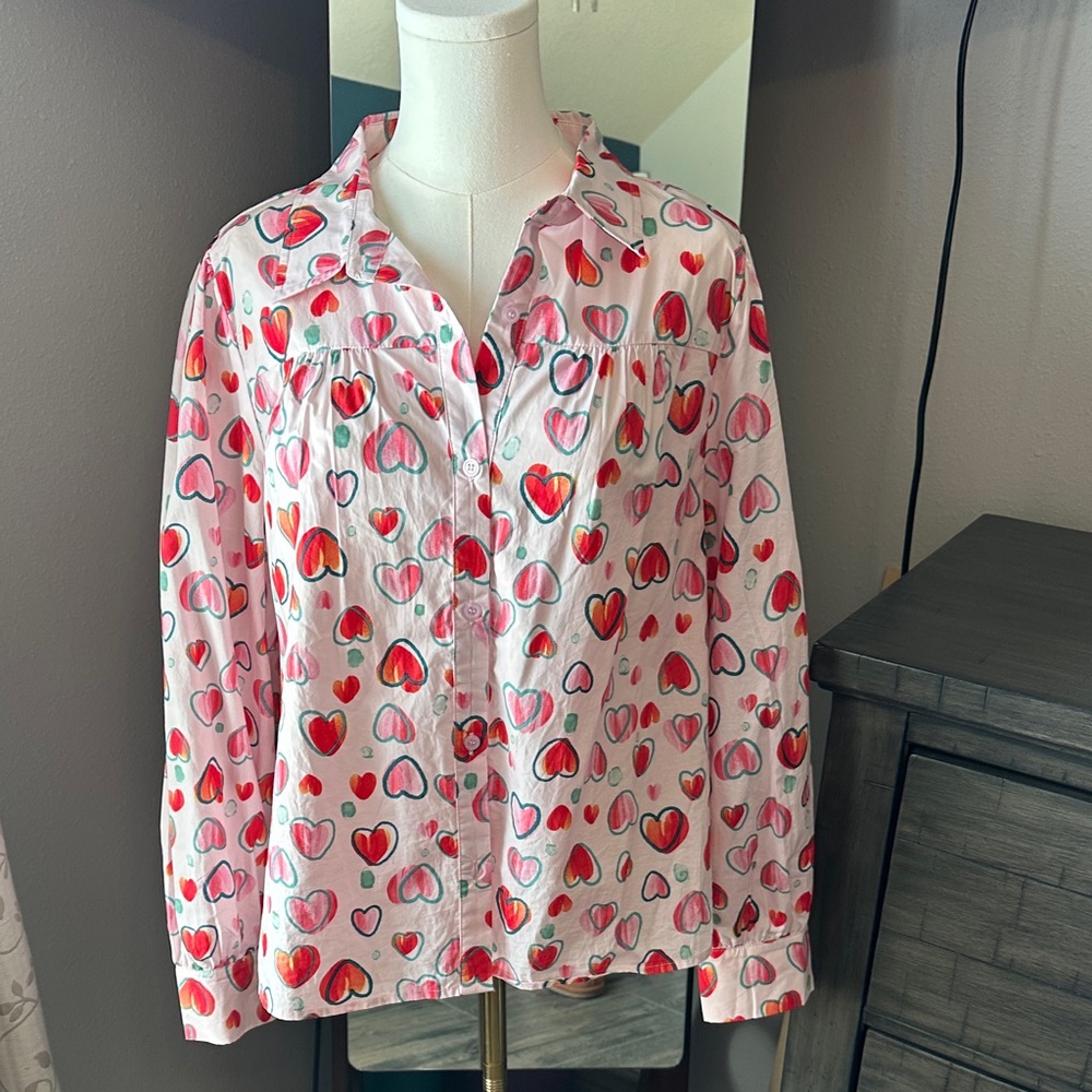 JODIFL Heart Patterned Button-Up Shirt - Picture 6 of 15